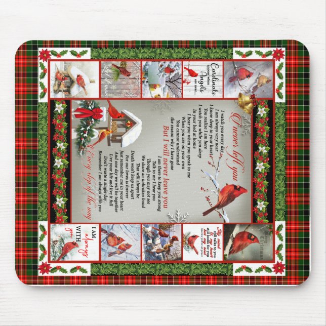 I Never Left You, Christmas Cardinal Quilt Blanket Mouse Pad (Front)