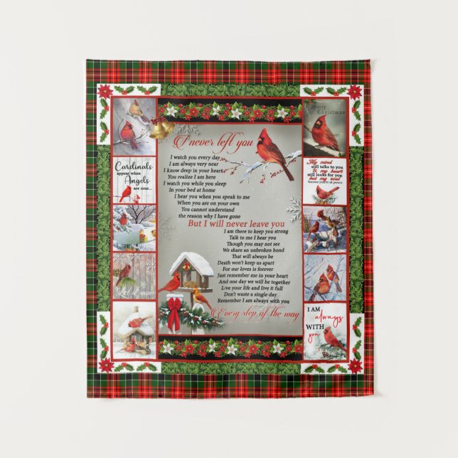 I Never Left You, Christmas Cardinal Quilt Tapestry (Front)