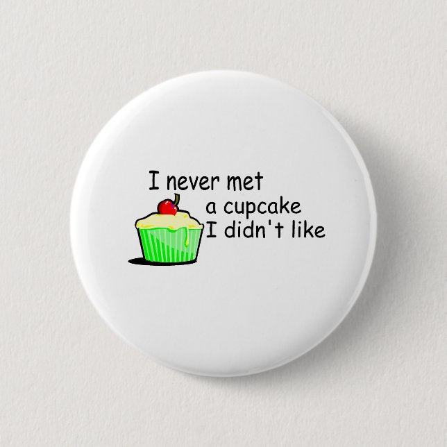 I Never Met A Cupcake I Didn't Like 2 Inch Round Button (Front)