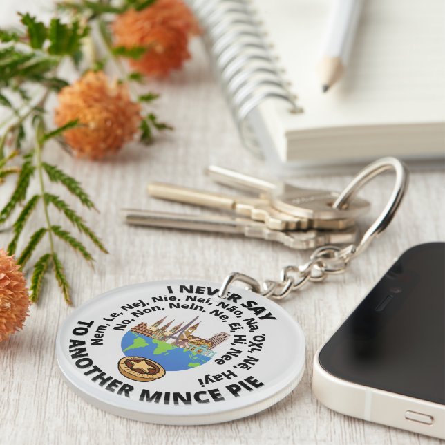 I Never Say No... To Another Mince Pie Keychain (Front Right)