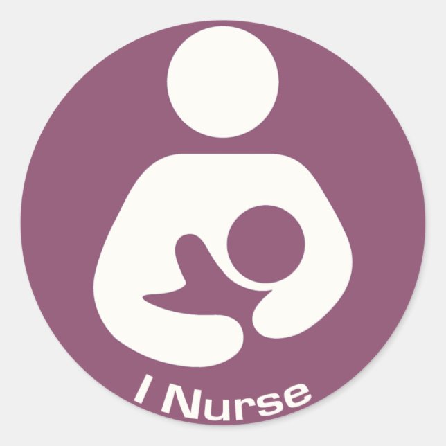 I Nurse Breastfeeding Icon - Mauve Classic Round Sticker (Front)