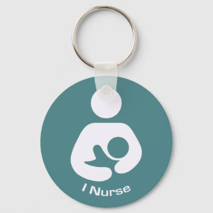 I Nurse Pro-Breastfeeding Icon (Teal) Keychain