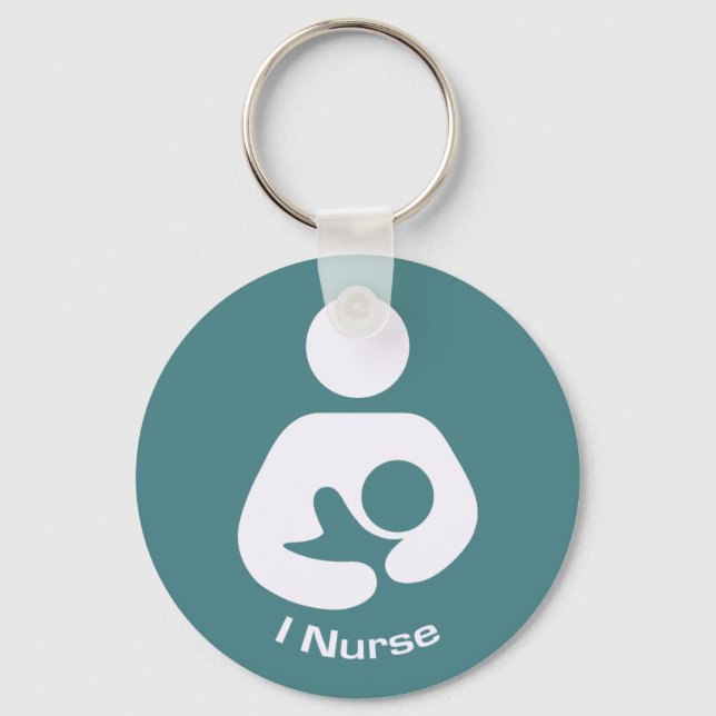 I Nurse Pro-Breastfeeding Icon (Teal) Keychain (Front)