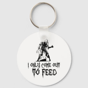 I Only Come Out To Feed Retro Zombie Keychain