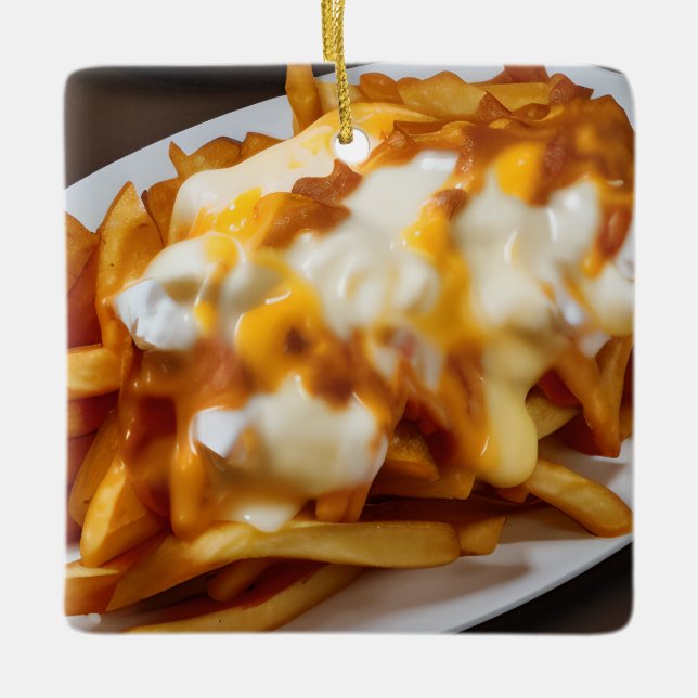 I Only Have Fries for You | Funny Cheesy Fries Ceramic Ornament (Front)
