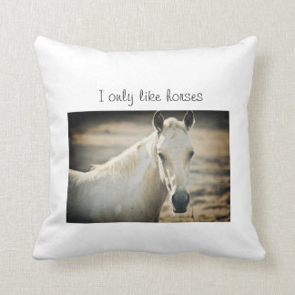 I only like horses throw pillow