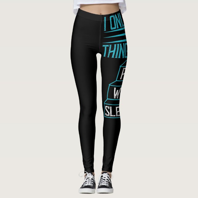 I Only Need 3 Things In Life Food, Wifi, Sleep Leggings (Front)
