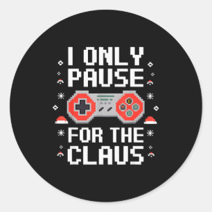 I Only Pause For The Claus Retro Video Game Christ Classic Round Sticker