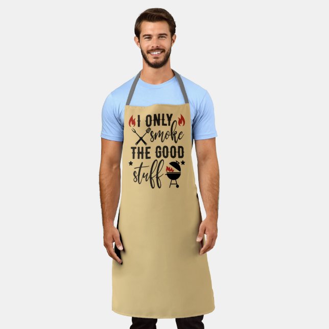 I Only Smoke The Good Stuff Funny Barbecue Grill  Apron (Worn)