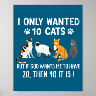I Only Wanted 10 Cats - Pets Funny Cats Quote Humo Poster