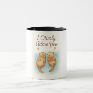 I Otterly Adore You – Cute Watercolor Otter Love Mug