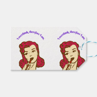I Overthink, Therefore I Am – Retro Pop Art Design Gift Tags