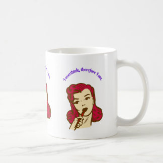 I Overthink, Therefore I Am – Retro Pop Girl Illus Coffee Mug