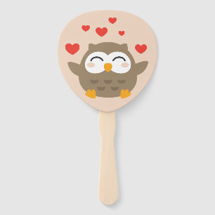 I Owl You Illustration Hand Fan