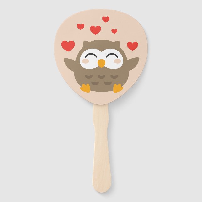 I Owl You Illustration Hand Fan (Front)