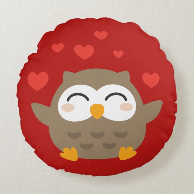 I Owl You Illustration Round Pillow (Front)