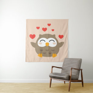 I Owl You Illustration Tapestry
