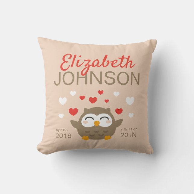 I Owl You Illustration Throw Pillow (Front)