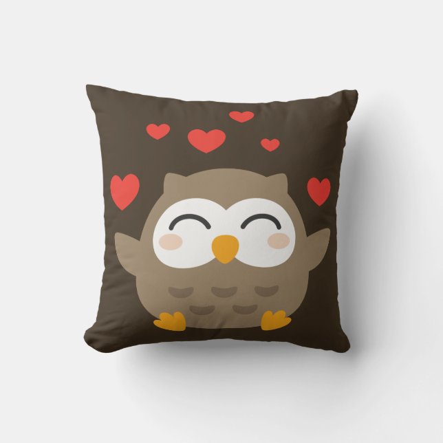 I Owl You Illustration Throw Pillow (Front)