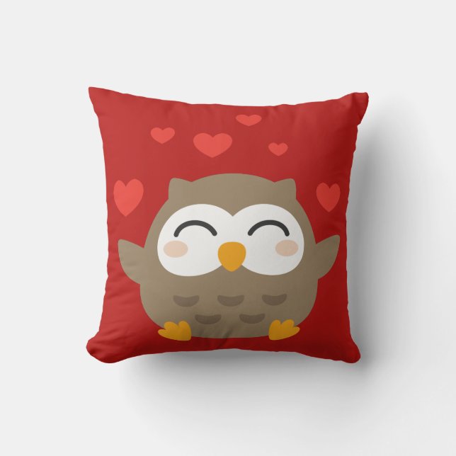 I Owl You Illustration Throw Pillow (Front)