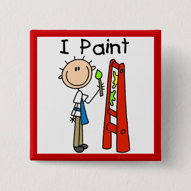 I Paint 2 Inch Square Button (Front)