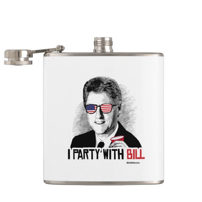 I Party with Bill - Bill Clinton Party Animal Hip Flask (Opened)
