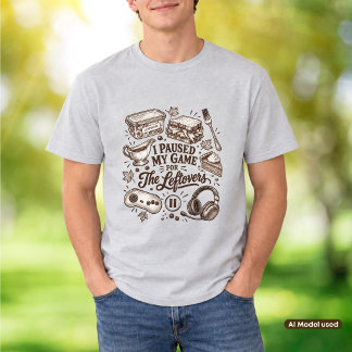 I Paused My Game for Leftovers Vintage Gaming Dad T-Shirt