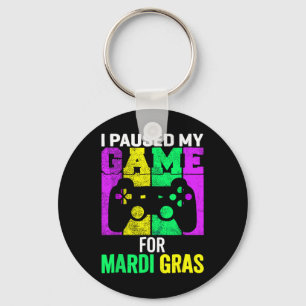 I Paused My Game For Mardi Gras Video Gamer Mens B Keychain
