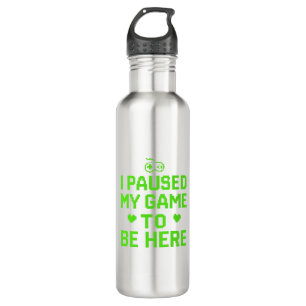 I Paused My Game Neon Pixel Art 710 Ml Water Bottle