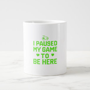 I Paused My Game Neon Pixel Art Large Coffee Mug