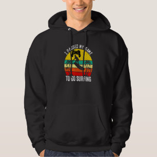 I Paused My Game Surfer Beach Surfing Summer Vacay Hoodie