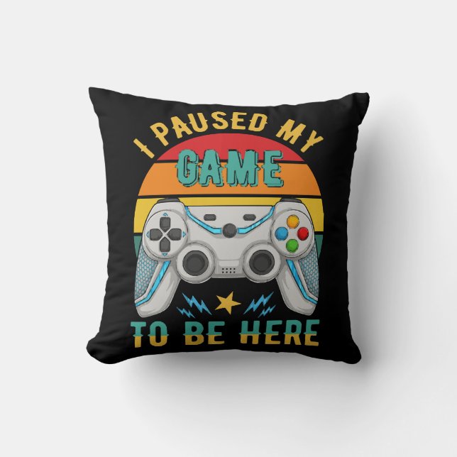 i paused my game throw pillow (Front)