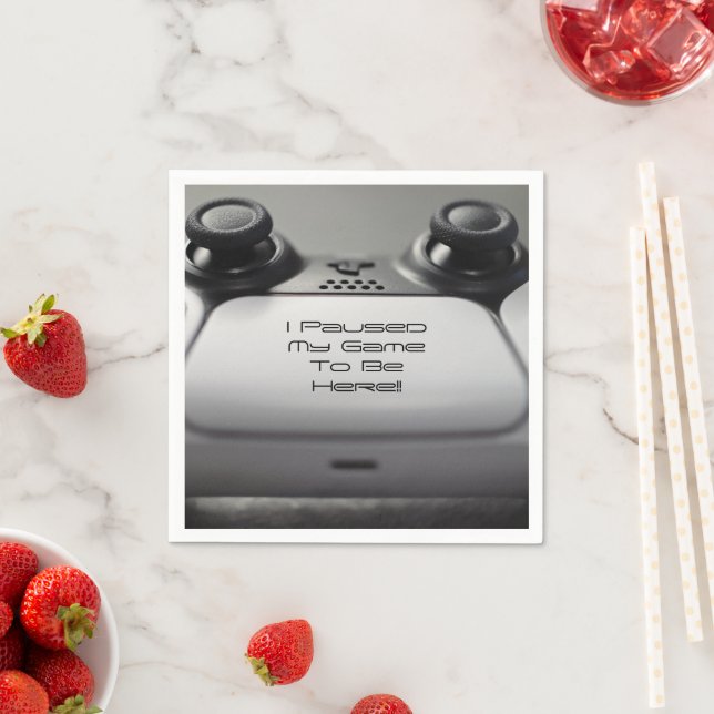 "I Paused My Game To Be Here" Gaming Birthday Napkin (Insitu)