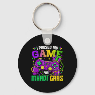 I Paused My Game To Be Here Video Game Beads Mardi Keychain
