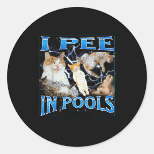 I Pee In Ols Funny Offensive Cat Meme Bootleg Grap Classic Round Sticker