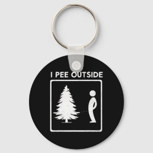 I Pee Outside Camping Humour Boy Sign Tee Camp Jok Keychain