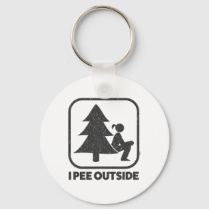 I Pee Outside Girl Sign Funny Camping Hiking Outdo Keychain