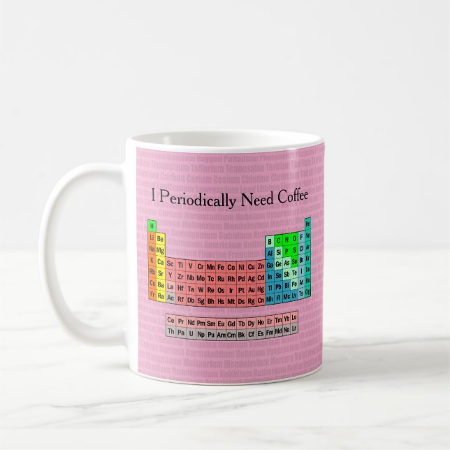 I Periodically Need Coffee- Periodic Table Coffee Mug (Left)
