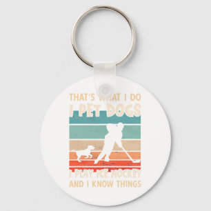 I Pet Dogs I Play Ice Hockey Design - Men Ice Hock Keychain