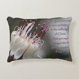 I Peter 4:13 Inspirational Floral Accent Pillow