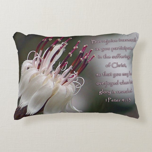 I Peter 4:13 Inspirational Floral Accent Pillow (Front)