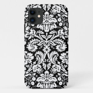 i Phone 5 Black Damask Pattern iPhone 11 Case