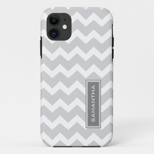 i Phone 5 Grey Chevron Custom Name Case-Mate iPhone Case (Back)