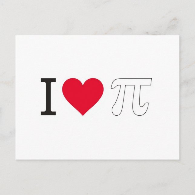 I ♥ Pi – Minimalist Pi Day Greeting Card (Front)