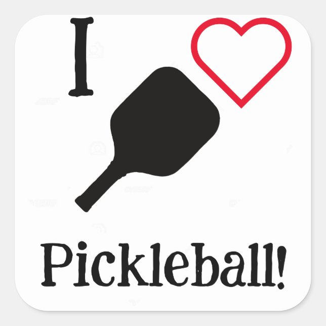I ❤️ Pickleball! Square Sticker (Front)