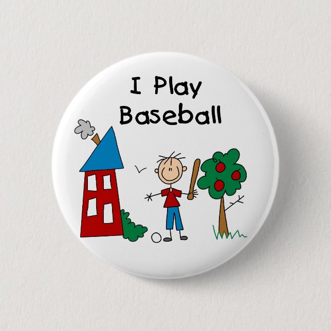 I Play Baseball 2 Inch Round Button (Front)