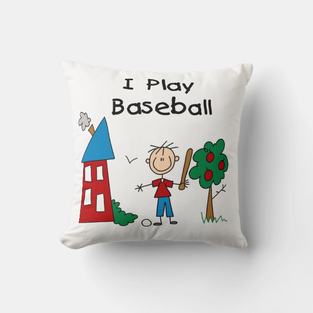 I Play Baseball Throw Pillow (Front)