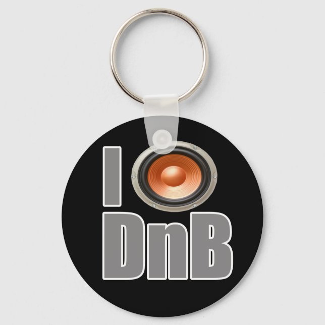 I PLAY DnB Drum and Bass music shirts and gear Keychain (Front)