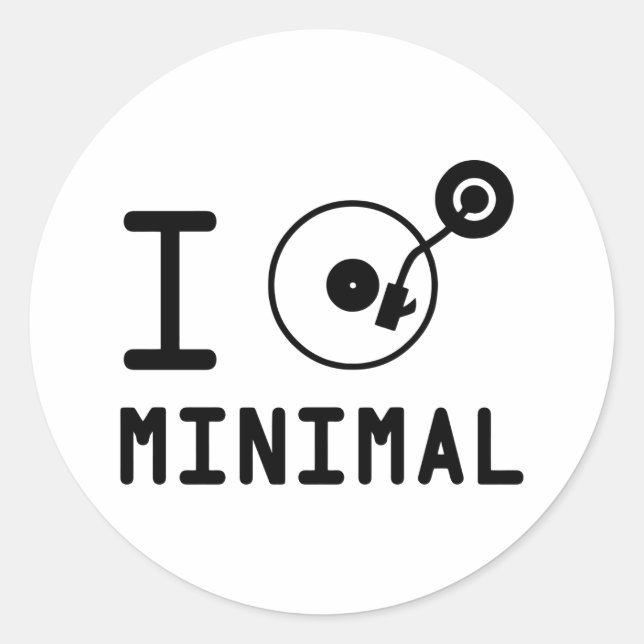 I play Minimal MNL / I love Minimal MNL / DJ  Viny Classic Round Sticker (Front)