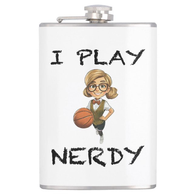 I Play Nerdy Hip Flask (Front)